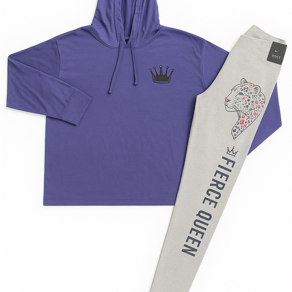 New York & Company Purple Hoodie and Gray Leggings Set | Size M | NWT